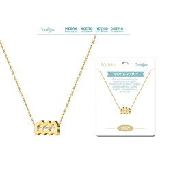 Colgante Zodiaco Acuario Acero Dorado - Coleccion Constelaciones Zodiaco